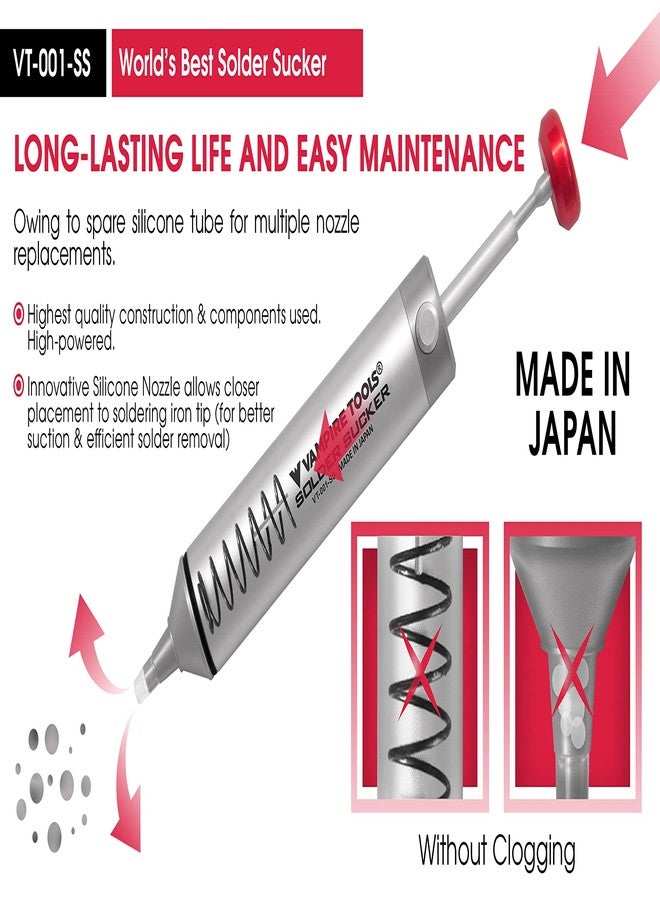 VAMPLIERS Premium Solder Sucker Made in Japan Heavy Duty Desoldering Pump High Power Vacuum Suction - Image 4
